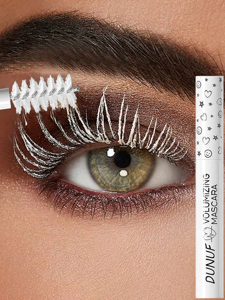 White Slender Curly Mascara, Color Mascara Waterproof Not Easy To Smudge, Portable Fine Brush Head，Holiday Makeup