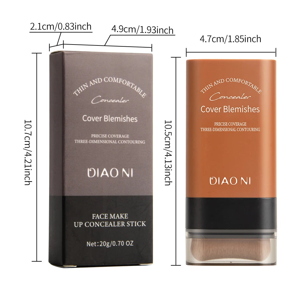 Tioni Foundation Stick Dual Head with Brush Moisture Translucent Foundation Long Lasting Eraser Foundation Stick