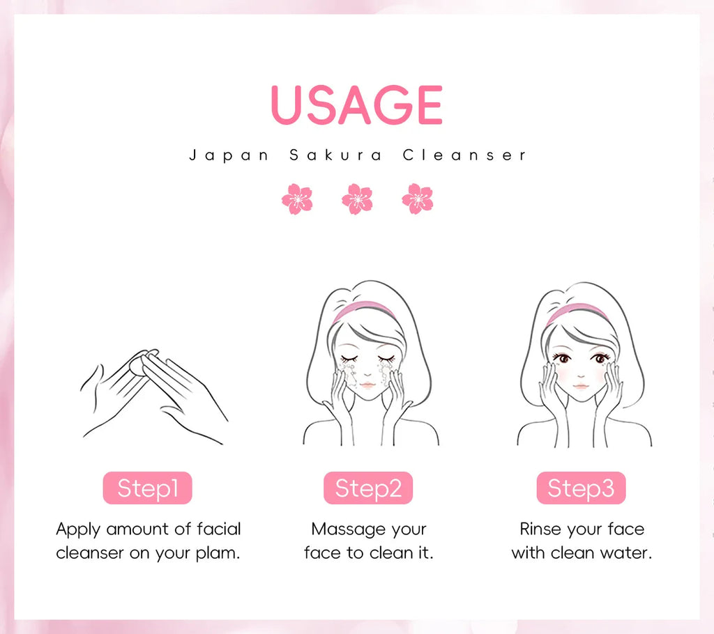 LAIKOU Sakura Cleanser Gentle Deep Cleaning Oil Control Moisturizing Shrink Pores Face Skin Care 50g Skin Cleanser All Skin Type