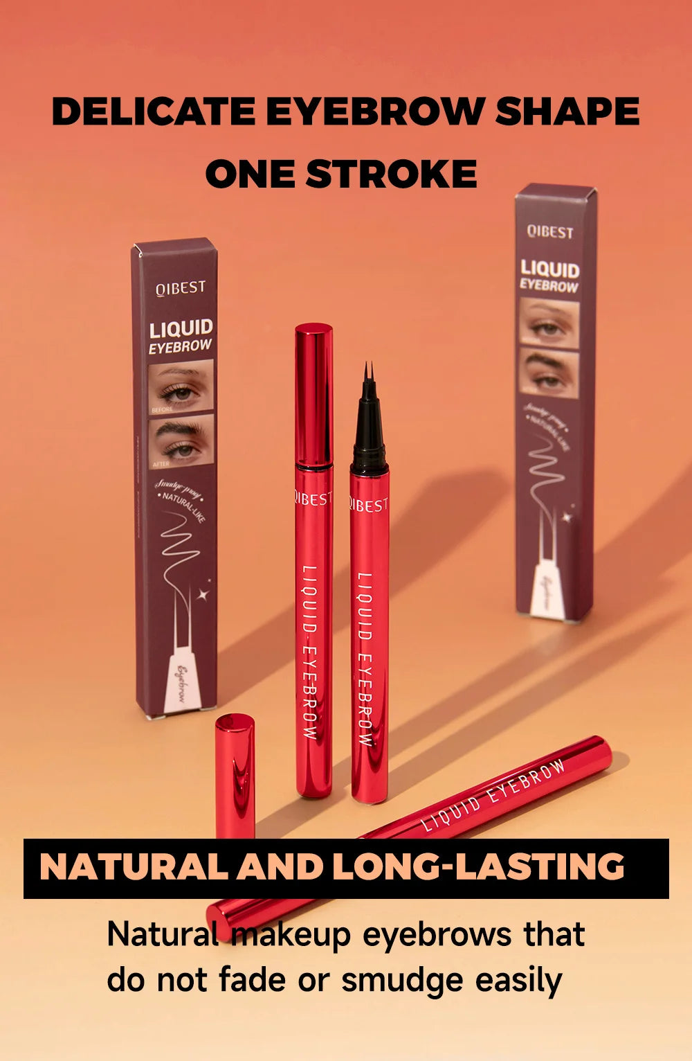 Eyebrow pencil waterproof and oil-proof, not easy to smudge, dark brown, light brown, with distinct roots