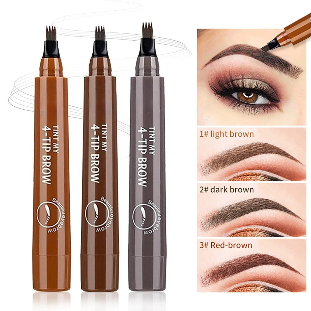 Four-pronged eyebrow pencil, four-end, long-lasting, non-smudged, water-resistant, anti-smudged eyebrow pencil