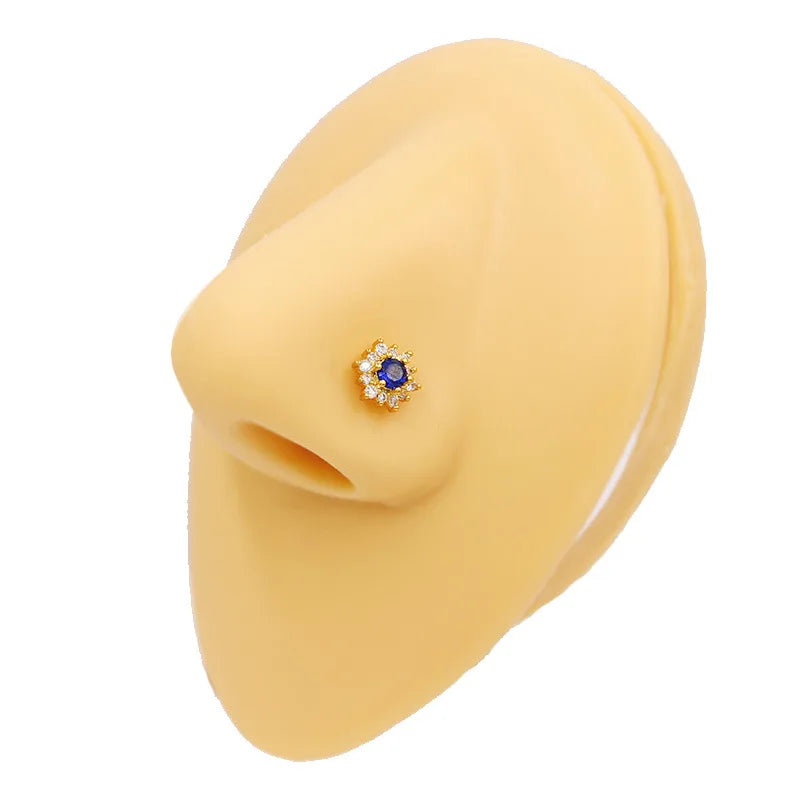 Nose Rings for Women Surgical Steel L Bend Pin CZ Heart Dangle Nose Stud Ring Fashion Body Piercing Jewelry 20G 7mm