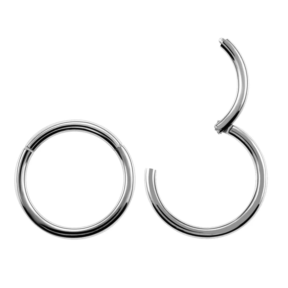 Nose Rings Hoop 6/8/10/12mm Hinged Clicker Segment Nose Rings Stud Ear Cartilage Ring Clips Stainless Steel Seamless Earrings