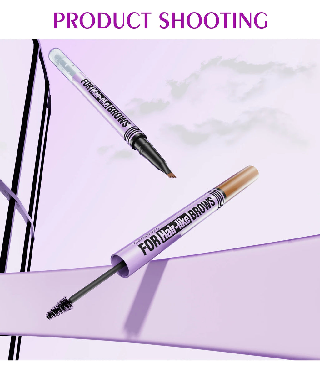 Waterproof Eyebrow Pencil 2in1 Liquid Gel Pen Long Lasting Cream Makeup Kit Four Claw Double End Natural Brow Styler
