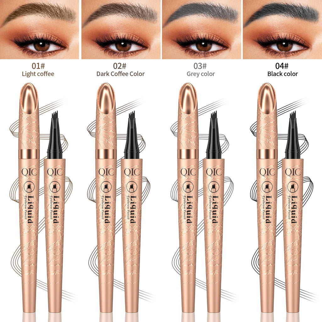 Eyebrow Pencil Liquid Waterproof Eyebrow Pencil Smudge-proof Brow Pencil With 4 Tip Microblade Eyebrow Pen Long-lasting Natural