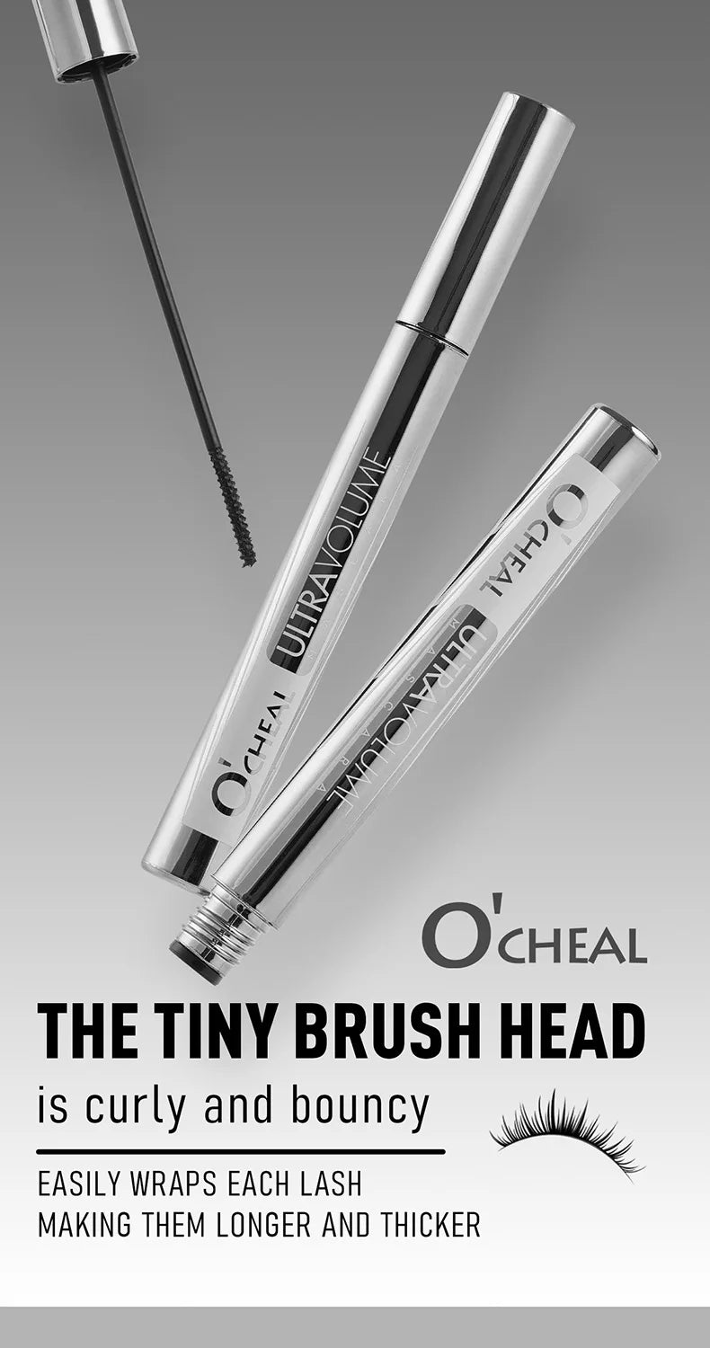 Silver Tube Mascara – Volumizing, Lengthening & Curling Formula, Waterproof & Smudge-Proof with Clump-Free, Flake-Resistant Wear