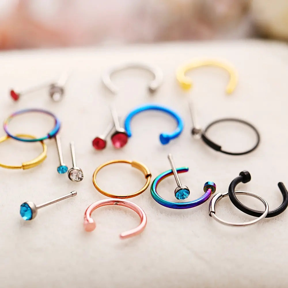 22 Pcs Of Suit Fake Nose Ring Earrings Fashion Punk Non-nose-piercing Septum Women Jewelry