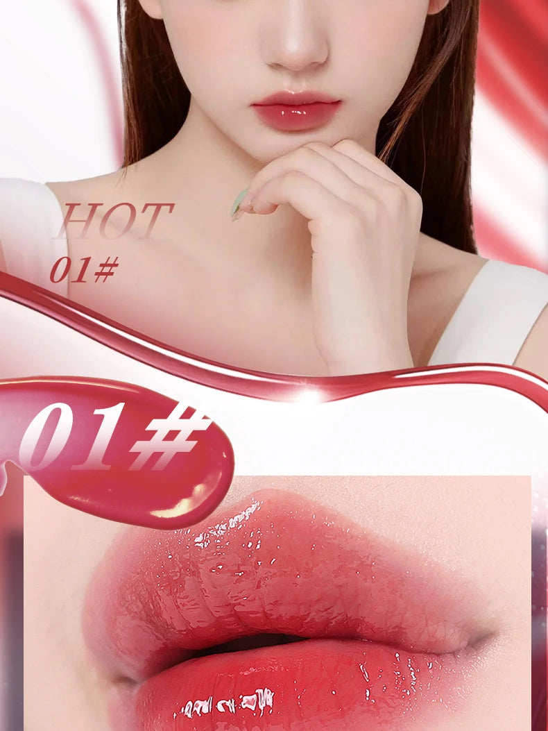 Moisturizing Water Light Lipstick,Mirror Gloss Jelly Gel Lip Gloss,Long-Lasting,Waterproof,Lightweight,Nourishing & Hydrating