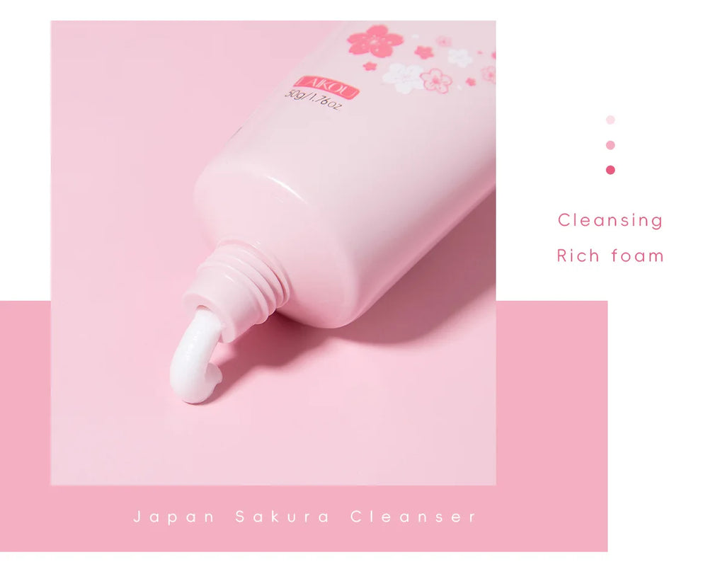 LAIKOU Sakura Cleanser Gentle Deep Cleaning Oil Control Moisturizing Shrink Pores Face Skin Care 50g Skin Cleanser All Skin Type