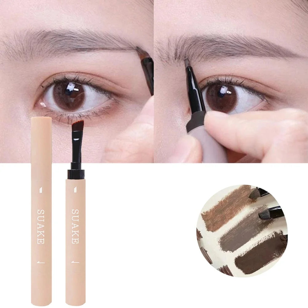 Double-ended eyebrow gel, waterproof, sweat-proof and smudge-proof, eyebrow pencil with brush