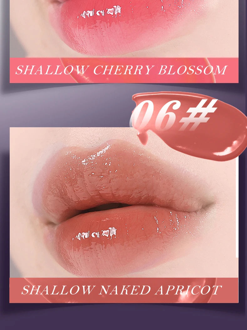 Moisturizing Water Light Lipstick,Mirror Gloss Jelly Gel Lip Gloss,Long-Lasting,Waterproof,Lightweight,Nourishing & Hydrating