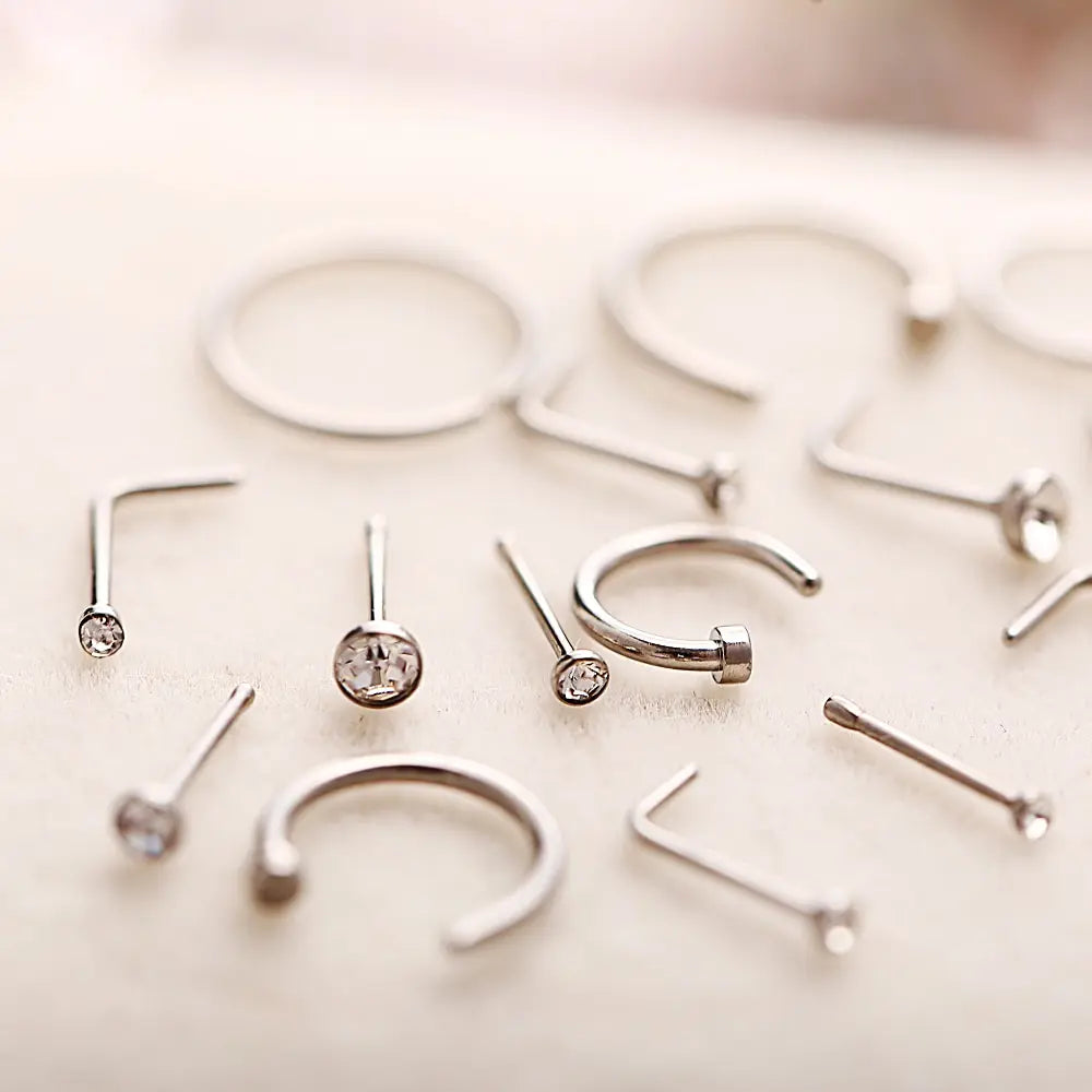 22 Pcs Of Suit Fake Nose Ring Earrings Fashion Punk Non-nose-piercing Septum Women Jewelry
