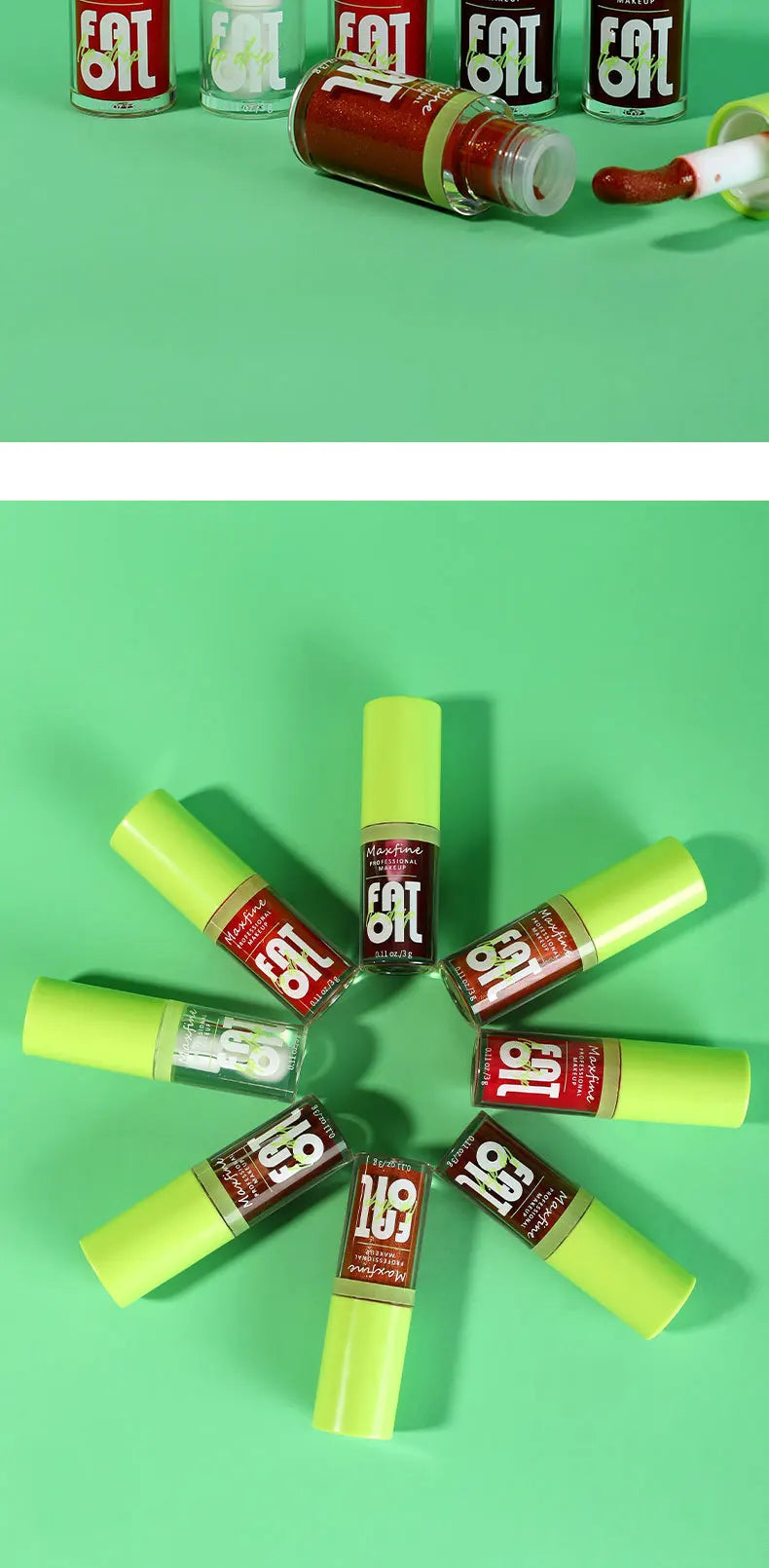 Lip Gloss Waterproof Long-term Moisturizing Non-stick Cup Non-fading Liquid Green Packaging Lip Gloss Cosmetics