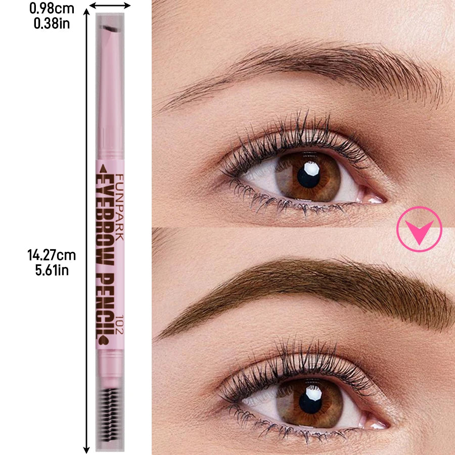 2 in 1 Professional Eyebrow Pencil Eye Makeup for Women 5 Colors Waterproof Long Lasting Eyebrow Brush Eye Brow Pen Cosmetic Gif
