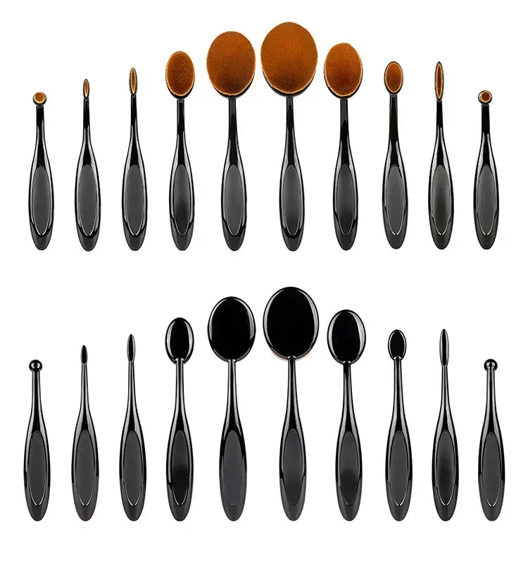 10 PCS Oval Makeup Brushes Toothbrush Make Up Brushes Set Foundation Contour Powder Eyebrow Blush Eyeshadow Brush Cosmetics Tool