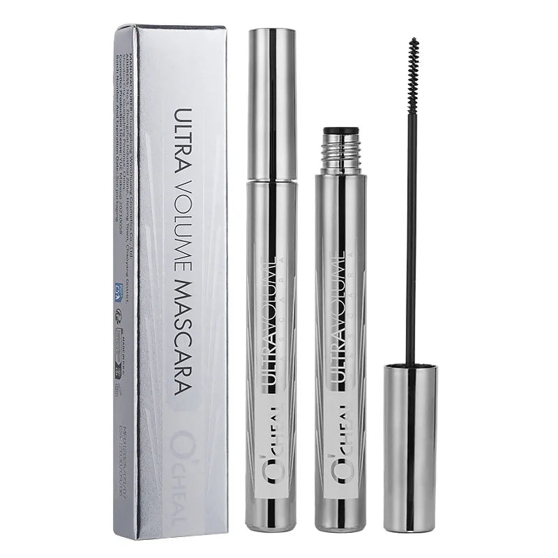 Silver Tube Mascara – Volumizing, Lengthening & Curling Formula, Waterproof & Smudge-Proof with Clump-Free, Flake-Resistant Wear