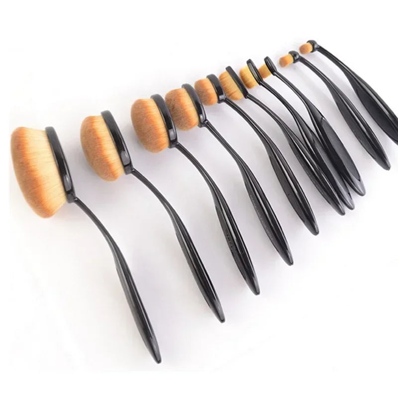 10 PCS Oval Makeup Brushes Toothbrush Make Up Brushes Set Foundation Contour Powder Eyebrow Blush Eyeshadow Brush Cosmetics Tool