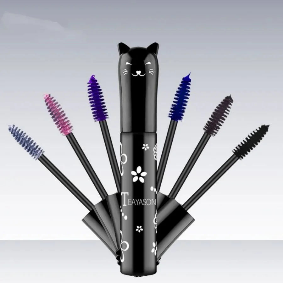 6-Color Mascara with Large Brush Head, Easy to Apply, Non-Clumping, Non-Fading, White, Purple, Royal Blue, Silver, Coffee, Not Easy to Smudge, Mascara and Eyebrow Gel