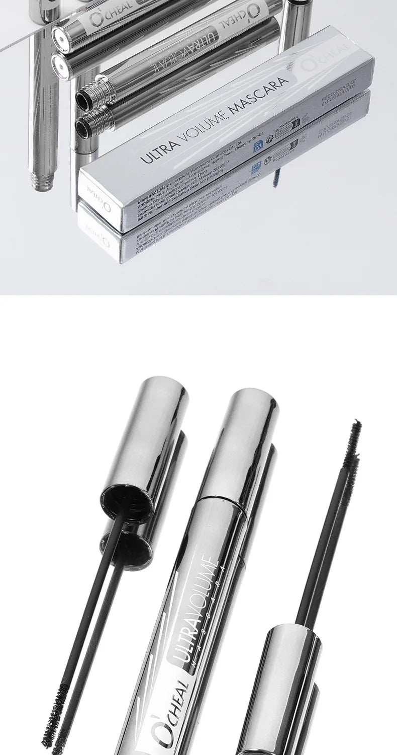 Silver Tube Mascara – Volumizing, Lengthening & Curling Formula, Waterproof & Smudge-Proof with Clump-Free, Flake-Resistant Wear