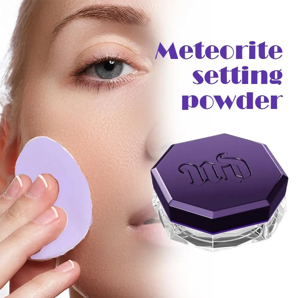 10g Meteorite Fine Setting Powder With Makeup Brush Set - Strong Powder Gripping Soft Cosmetic Brush Loose Powder Face Makeup