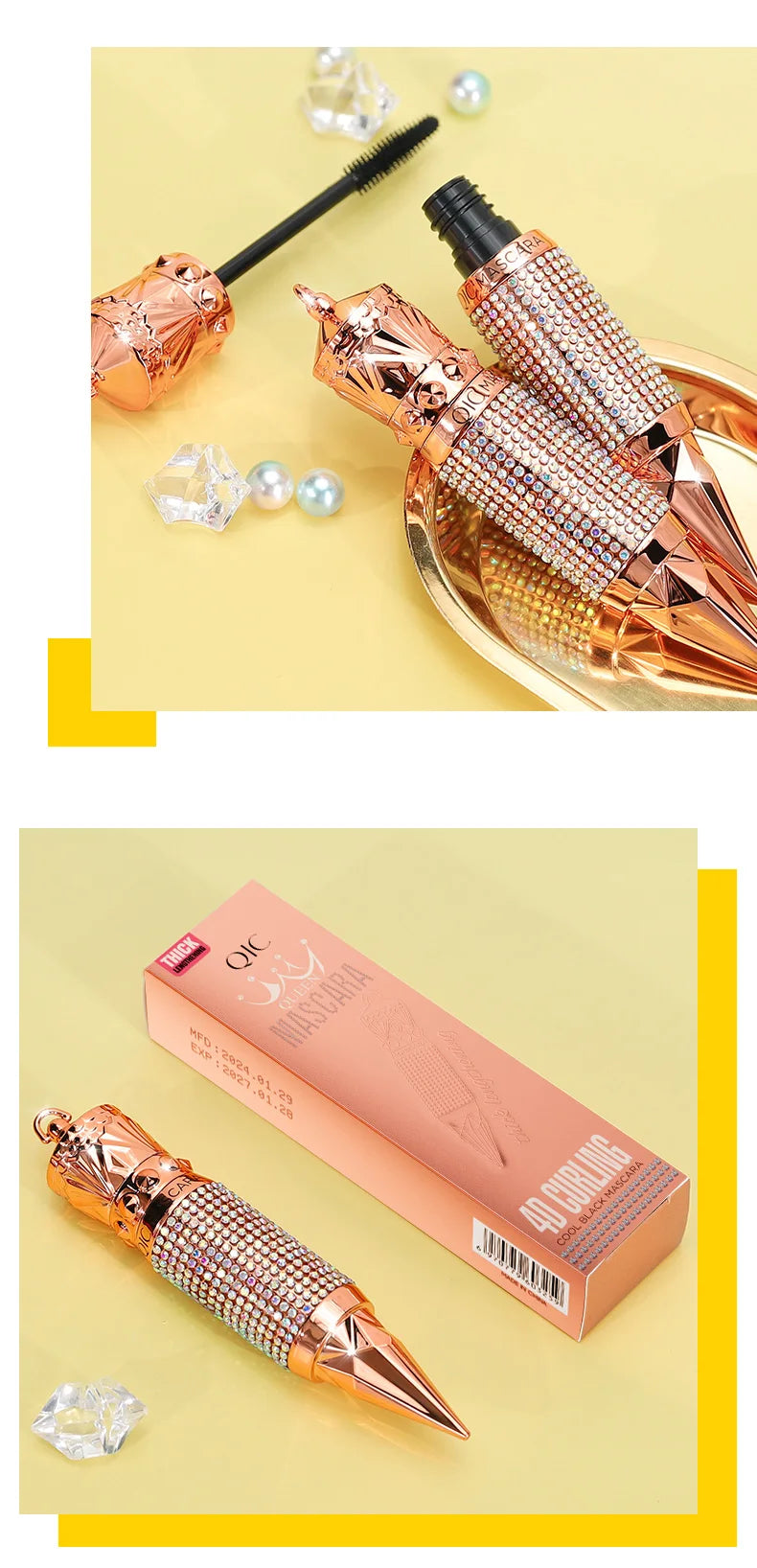 QIC Mascara with Large Brush Head, Easy to Apply, Non-Clumping, Non-Fading