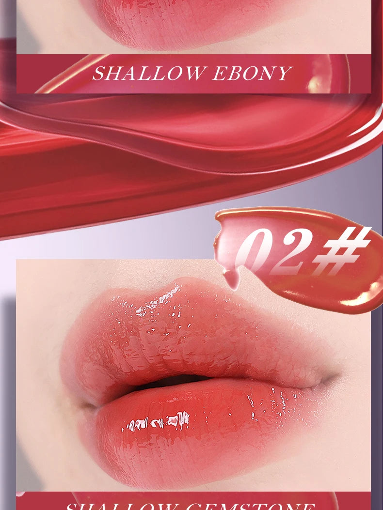 Moisturizing Water Light Lipstick,Mirror Gloss Jelly Gel Lip Gloss,Long-Lasting,Waterproof,Lightweight,Nourishing & Hydrating