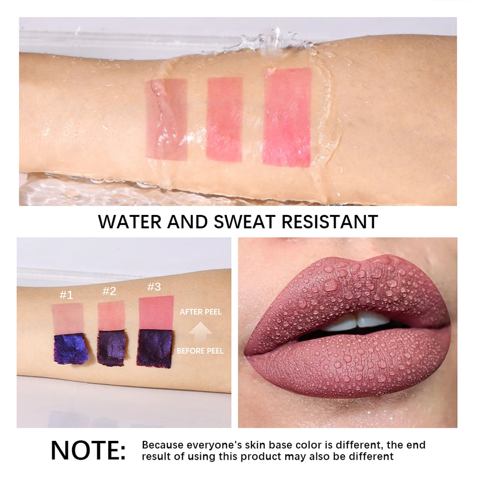 Blading Lip Gloss Peel and Stick Set Long-lasting Waterproof Pink Lip Gloss Transfer Resistant Natural Lip Gloss For Women