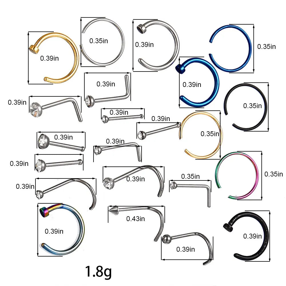 22 Pcs Of Suit Fake Nose Ring Earrings Fashion Punk Non-nose-piercing Septum Women Jewelry