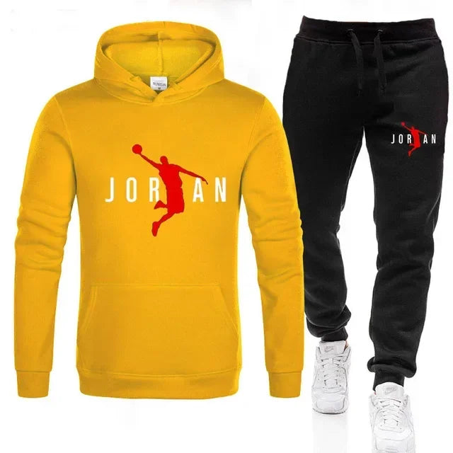 Fashionable men's sportswear set 2025 Spring and Autumn New outdoor men's casual pullover + jogging Pants two-piece set