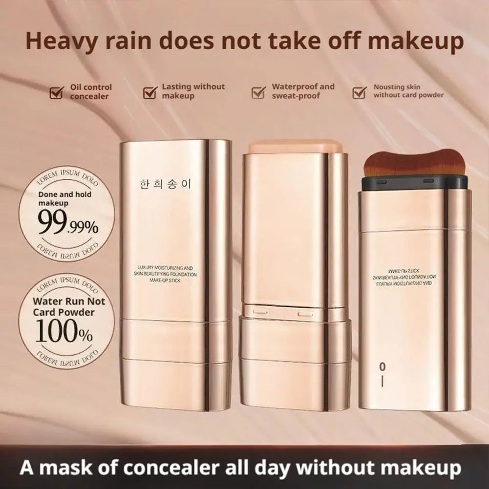 Double head with brush Foundation Stick Long Lasting Waterproof Sweatproof High Coverage Foundation Light Concealer Foundation