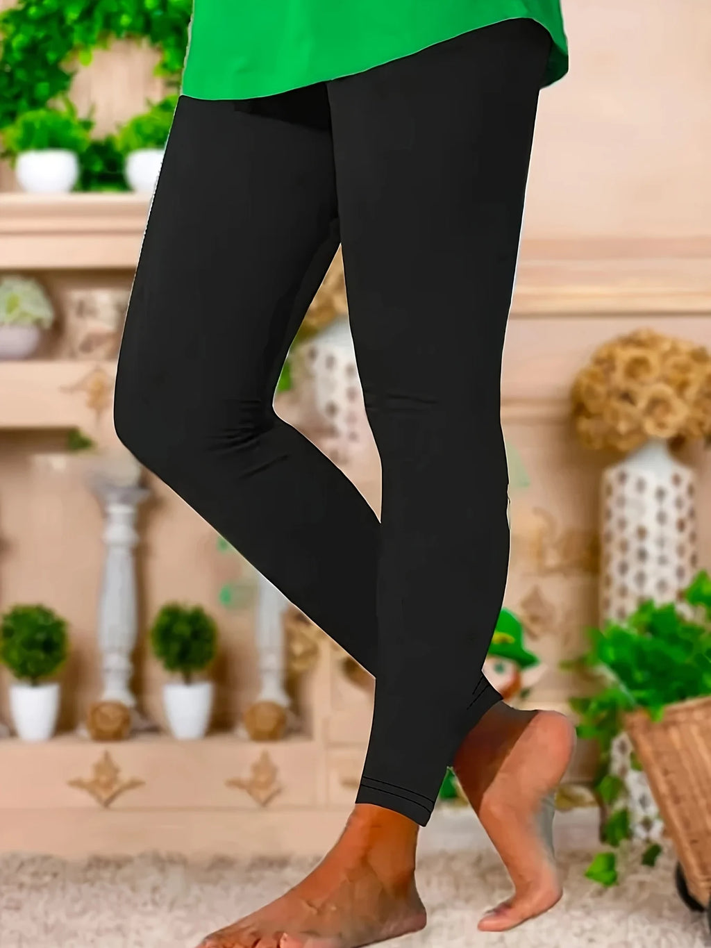 Women's Elegant Tight-Fitting Leggings, Comfortable and Simple Long Pants with Elastic Waistband