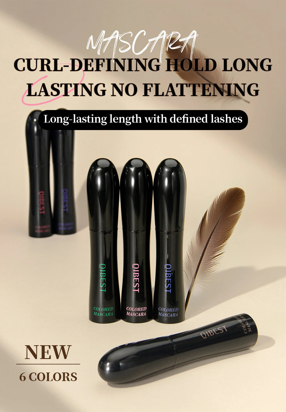 1PC color mascara  is refreshing, non greasy, non smudging, non caking, smooth, easy to apply, and natural curling