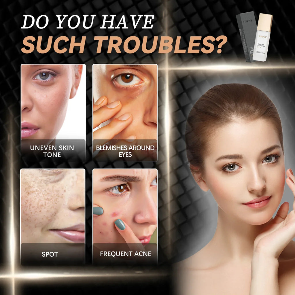 Color Changing Foundation Moisturizer Hydrating Oil-control  Color Longwearing Waterproof Travel Coverage Make Up Foundation