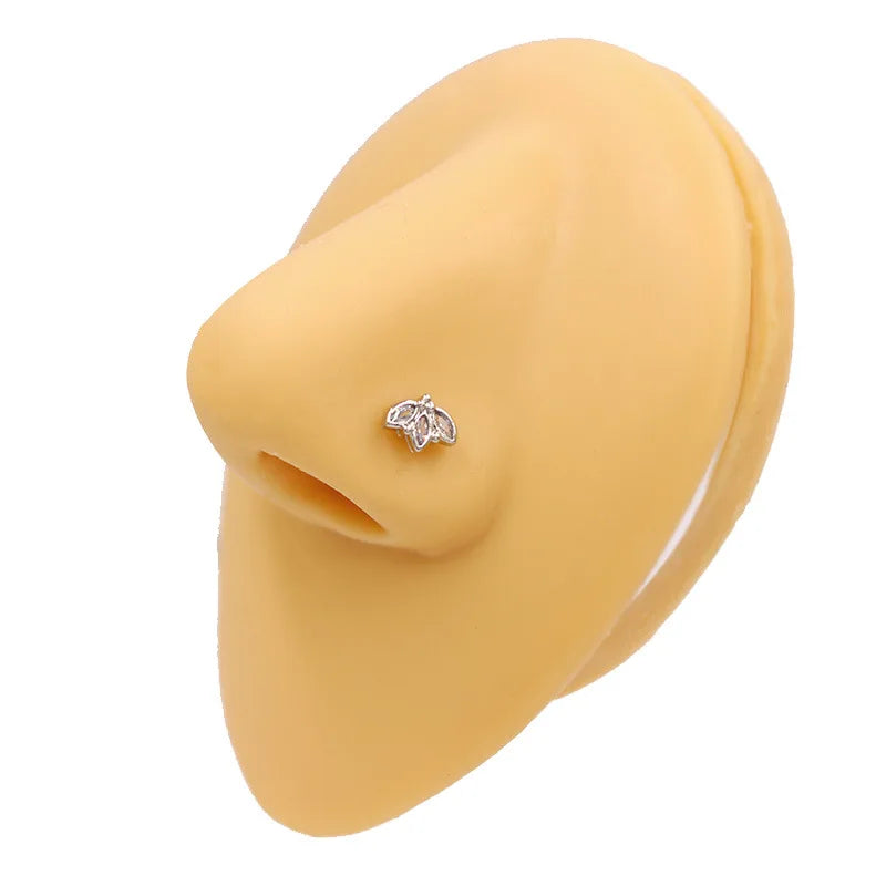 Nose Rings for Women Surgical Steel L Bend Pin CZ Heart Dangle Nose Stud Ring Fashion Body Piercing Jewelry 20G 7mm