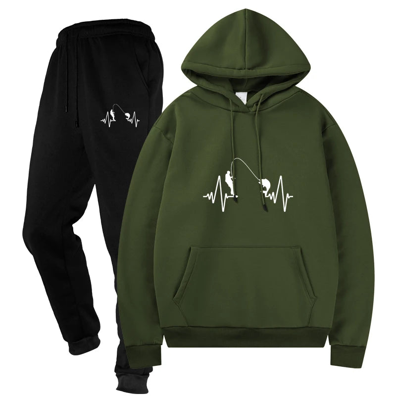 Men's Top and Pants Male Streetwear Casual Two - Piece Tracksuit Sportswear Set Sweat Suit Sporting Suits