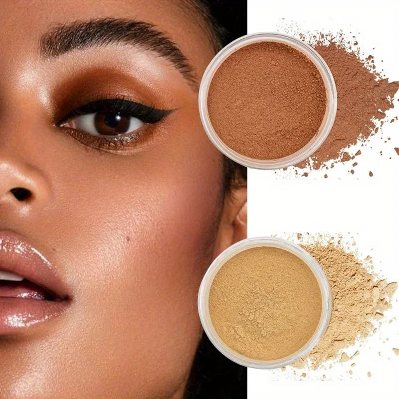 Loose Powder Honey Pearlescent Powder Makeup Setting Powder Matte Finish Oil Control Waterproof Full Coverage Powder Foundation