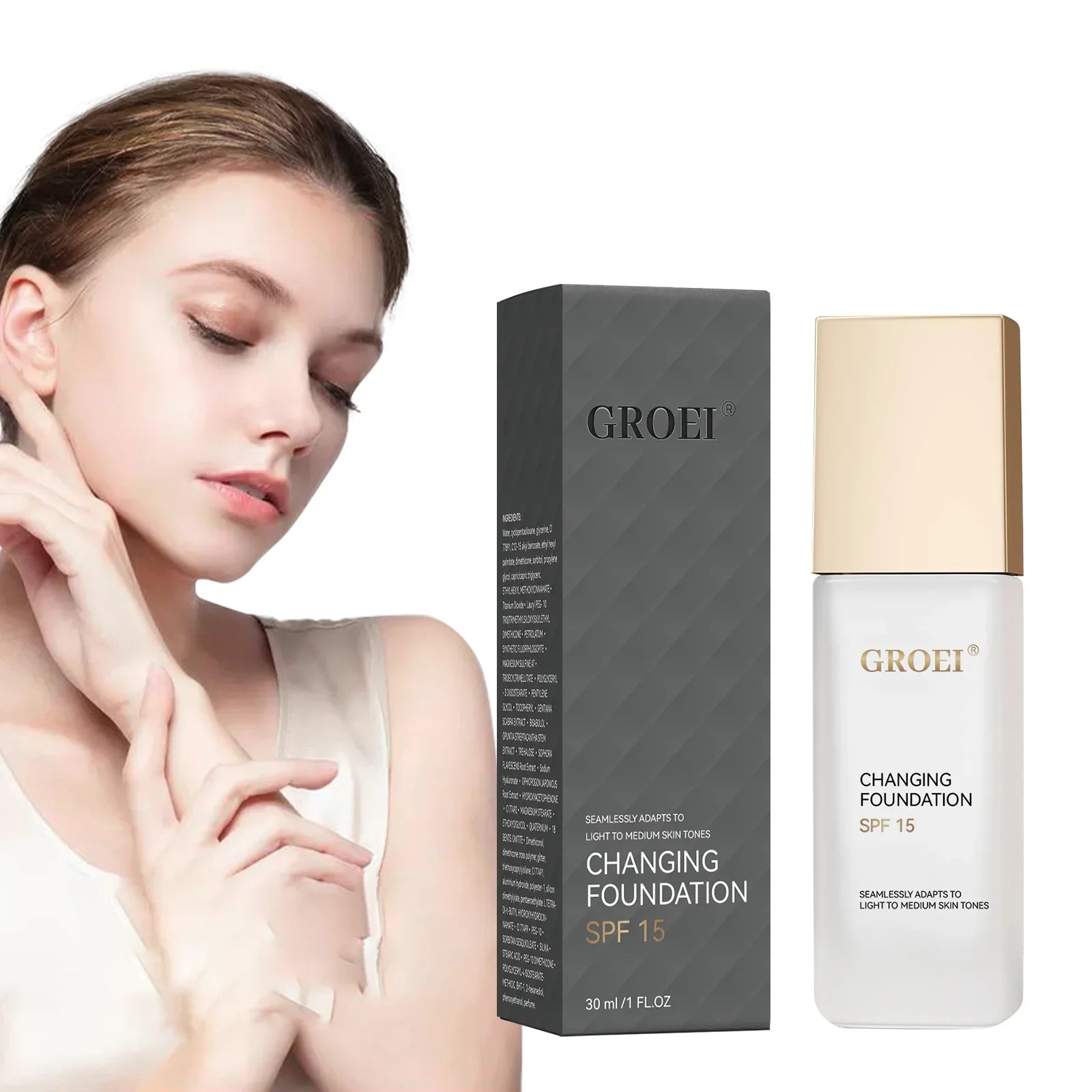 Color Changing Foundation Moisturizer Hydrating Oil-control  Color Longwearing Waterproof Travel Coverage Make Up Foundation