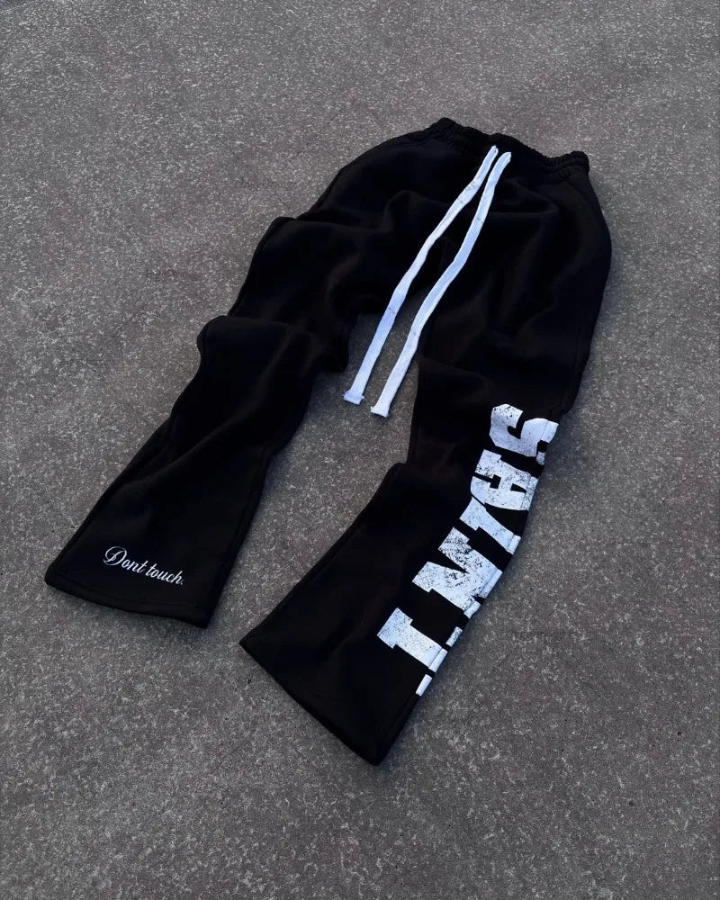 High Street Trendy Retro Letter Print Men's Sportswear Set Hip-Hop Punk Streetwear Hoodie Women Harajuku Casual Loose Sweatpants