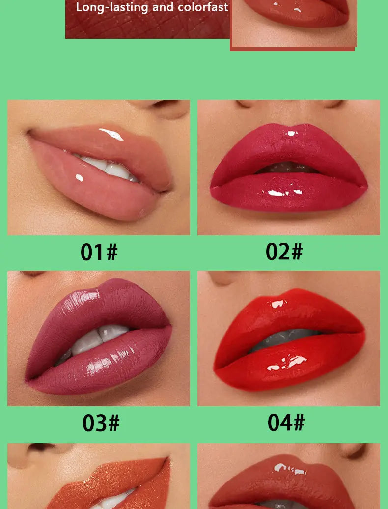 Lip Gloss Waterproof Long-term Moisturizing Non-stick Cup Non-fading Liquid Green Packaging Lip Gloss Cosmetics