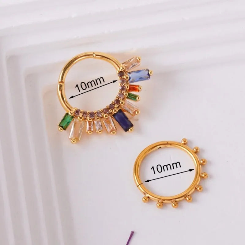 Retro Moon Snake Nose Ring Stainless Steel CZ Hinged Septum Clicker Nose Hoop Rings Daith Tragus Cartilage Piercing Jewelry