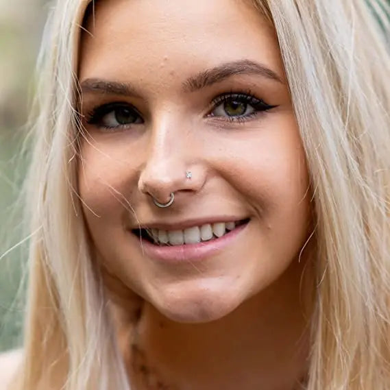 Nose Rings Hoop 6/8/10/12mm Hinged Clicker Segment Nose Rings Stud Ear Cartilage Ring Clips Stainless Steel Seamless Earrings