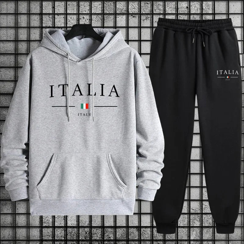 Men's sportswear sets, casual printed sweatshirts, street fashion brands, autumn and winter jogging sportswear