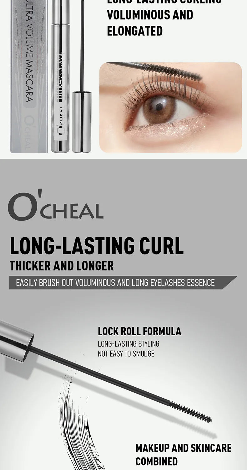 Silver Tube Mascara – Volumizing, Lengthening & Curling Formula, Waterproof & Smudge-Proof with Clump-Free, Flake-Resistant Wear
