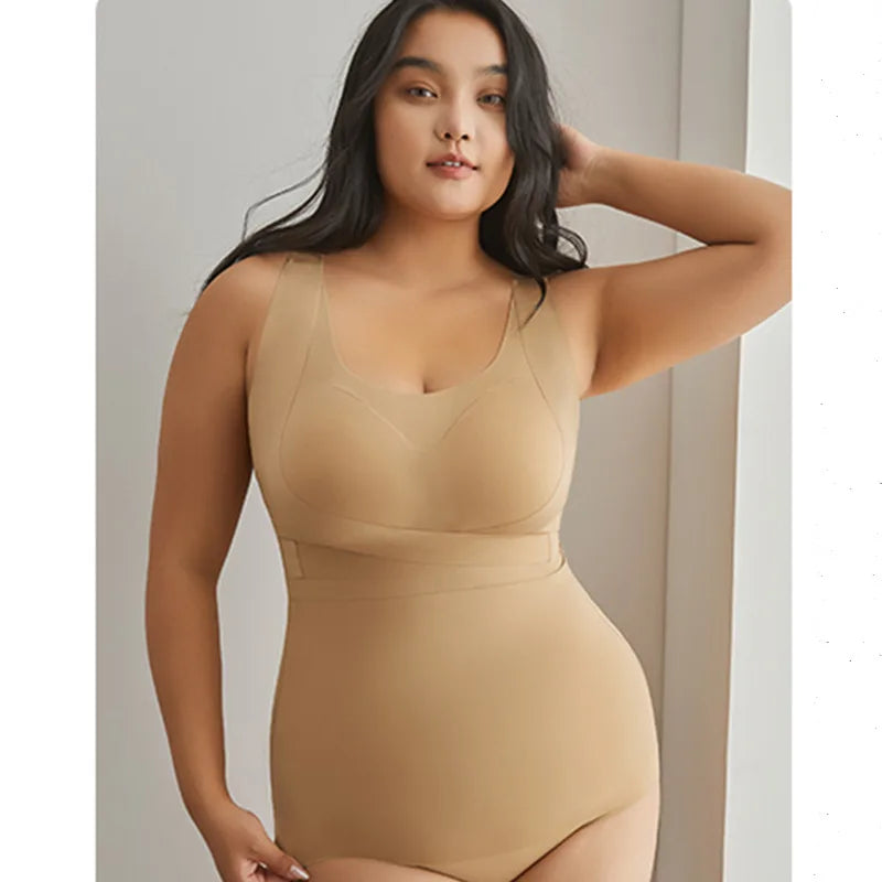 Body Shapewear for Women Seamless Solid Shaping Full Bodysuit Crew Neck Tummy Control Slimming Body Shaper Underwear & Shapewear