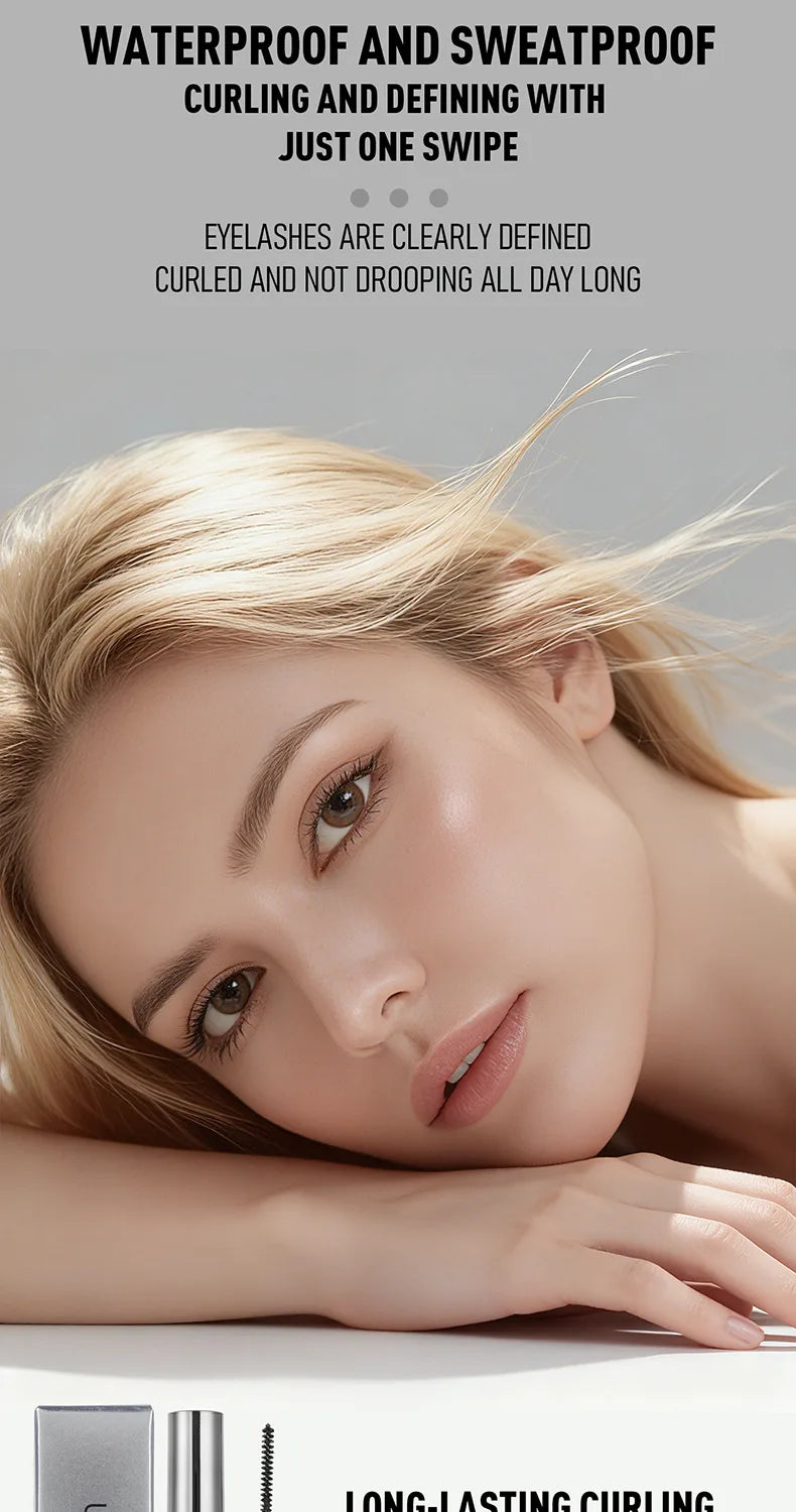 Silver Tube Mascara – Volumizing, Lengthening & Curling Formula, Waterproof & Smudge-Proof with Clump-Free, Flake-Resistant Wear