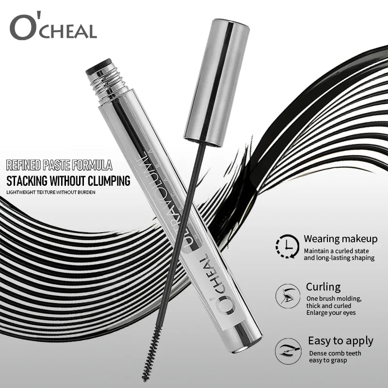 Silver Tube Mascara – Volumizing, Lengthening & Curling Formula, Waterproof & Smudge-Proof with Clump-Free, Flake-Resistant Wear