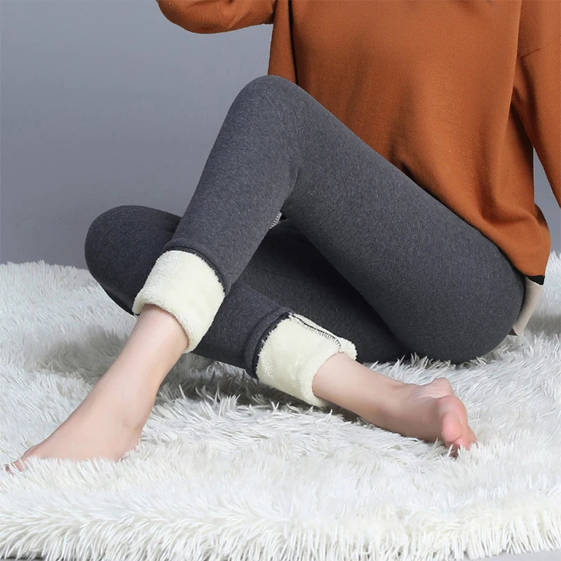 Thermal Leggings Women Winter Warm High Waist Simplicity Warm Pants Fashion Black Elasticity Autumn Velvet Comfortable Leggins