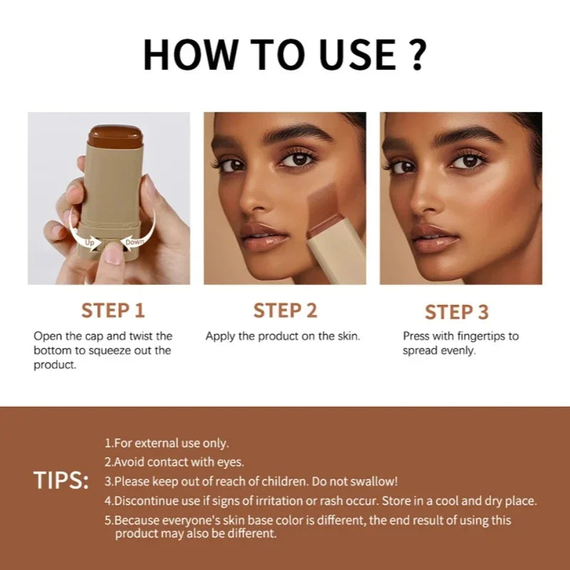 Stick Foundation Boosted Skin Tint Foundation Stick Smooth Plumper Hight Coverage Travel Bronze Foundation Stick Makeup
