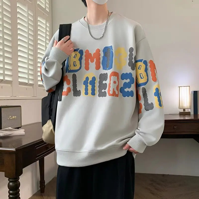 Hoodie men's spring and autumn new style long sleeved T-shirt base American retro men's loose trendy brand top