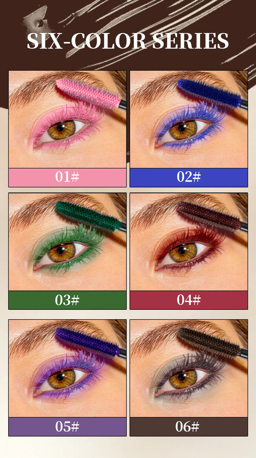 1PC color mascara  is refreshing, non greasy, non smudging, non caking, smooth, easy to apply, and natural curling